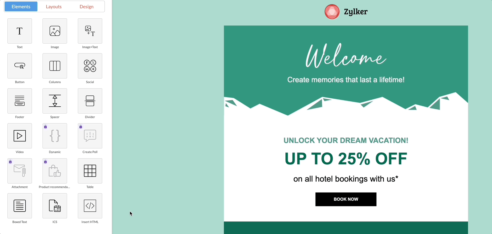 Sendspark Share Campaign menu with Zoho option and HTML code display