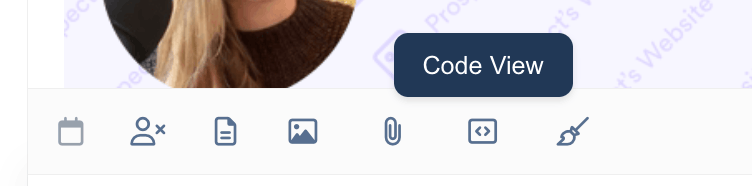 Lemlist Code View option selected in the rich formatting menu