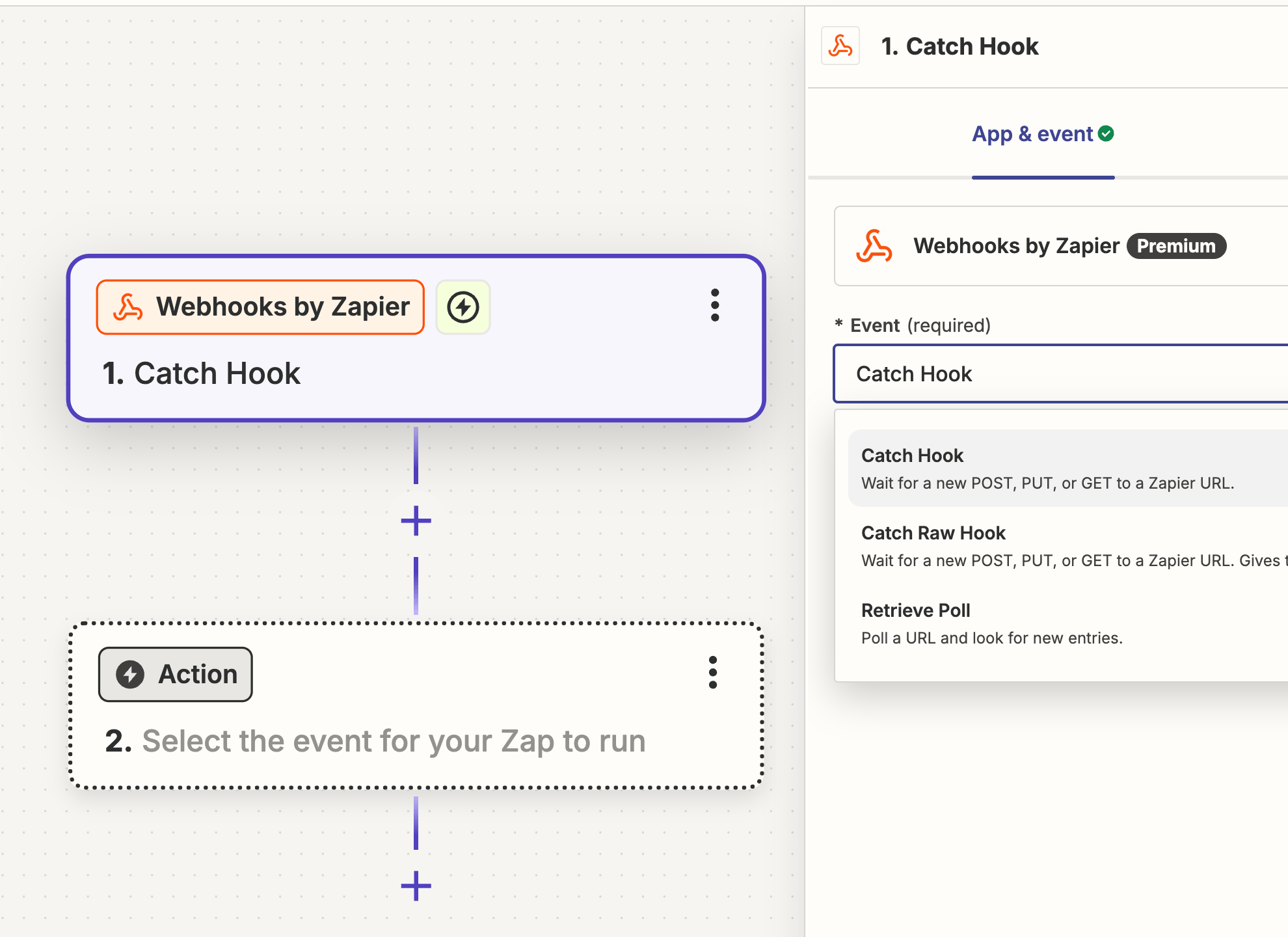 Select Webhooks by Zapier