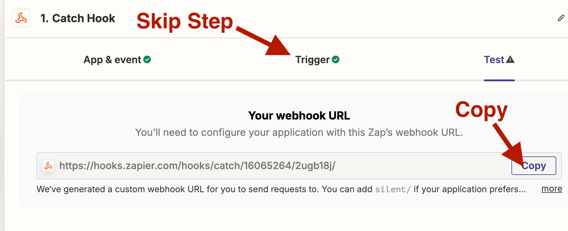 Copy the webhook URL