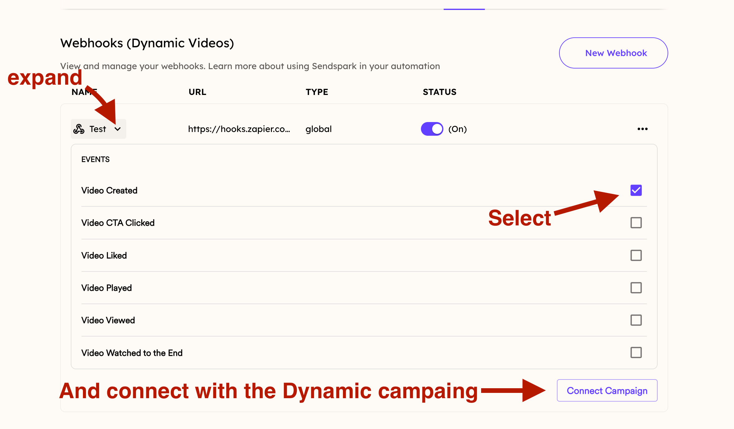 Webhook options