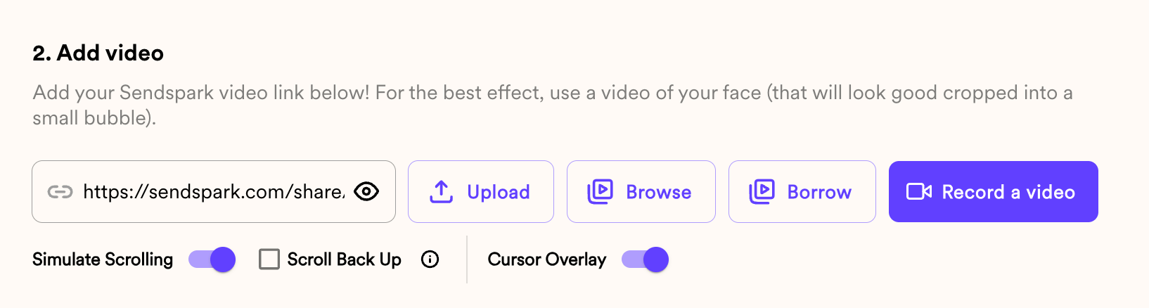 Sendspark Dynamic Video campaign interface for uploading video content