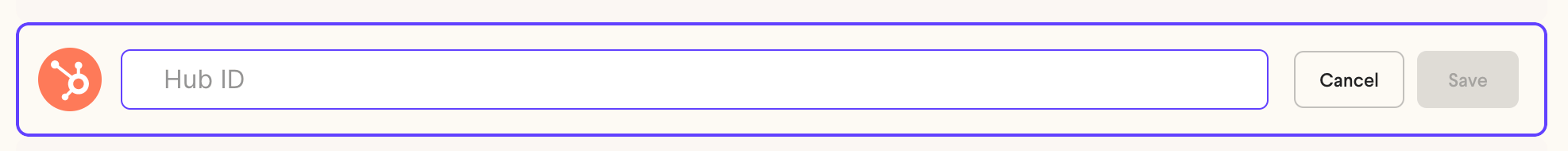 Hub ID input field in Sendspark Hubspot integration setup form