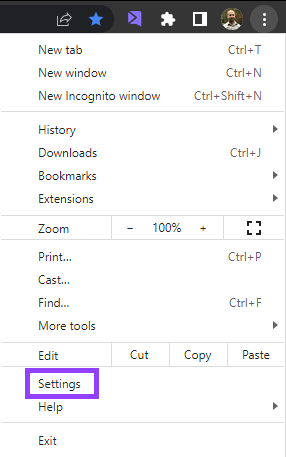 Chrome settings