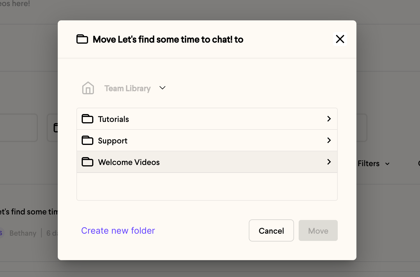 Select New Folder Destination