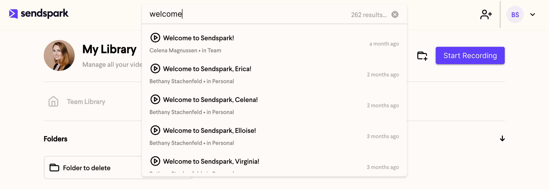 Search Sendspark Library
