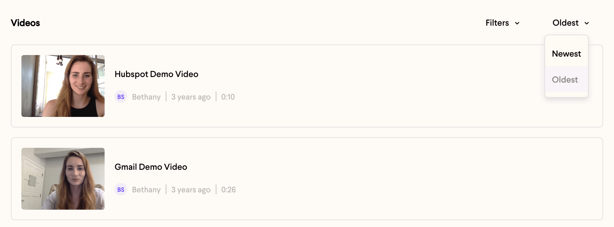 Order Videos by Date