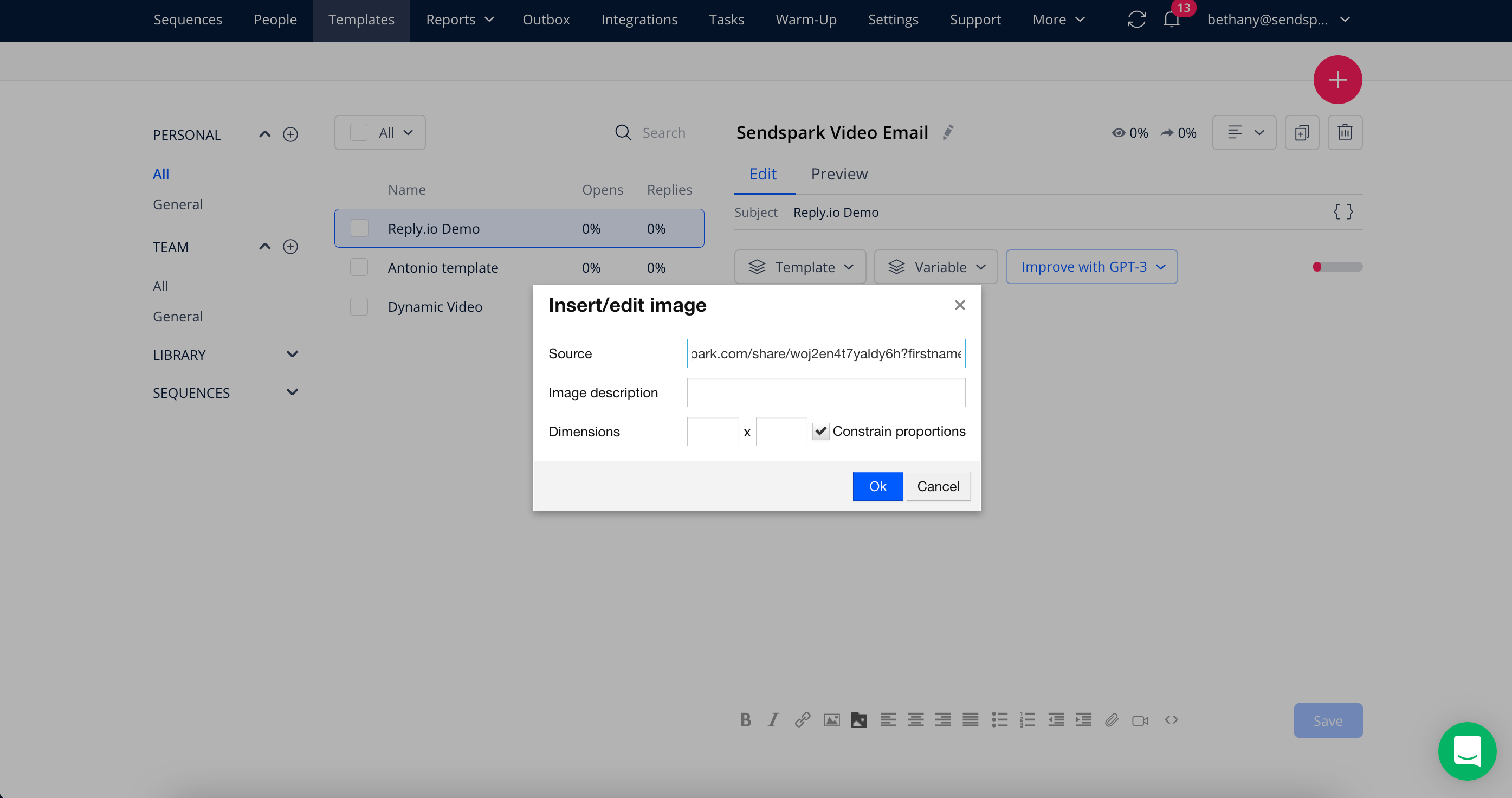 Add video image to Reply