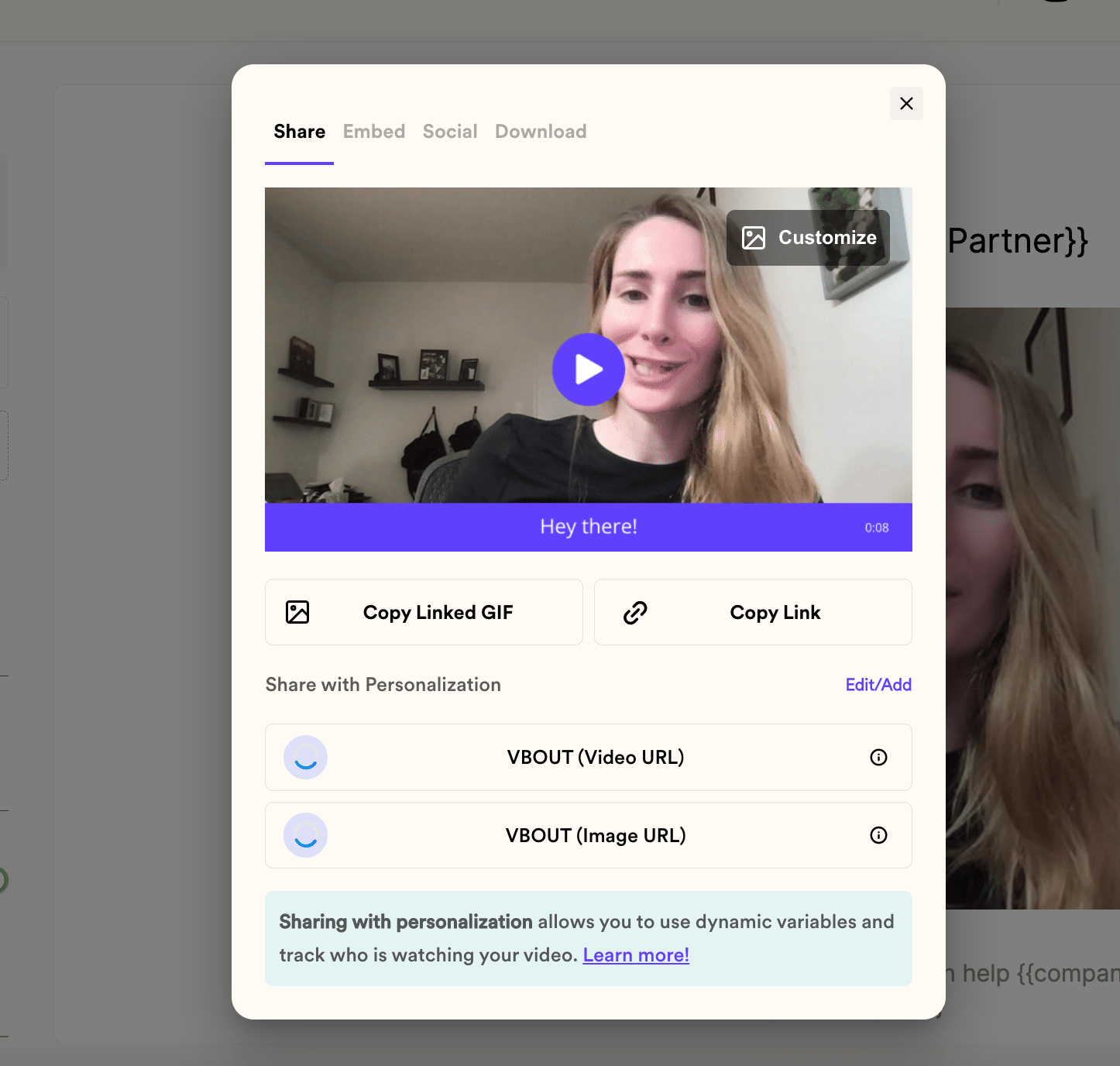 Share videos in VBOUT