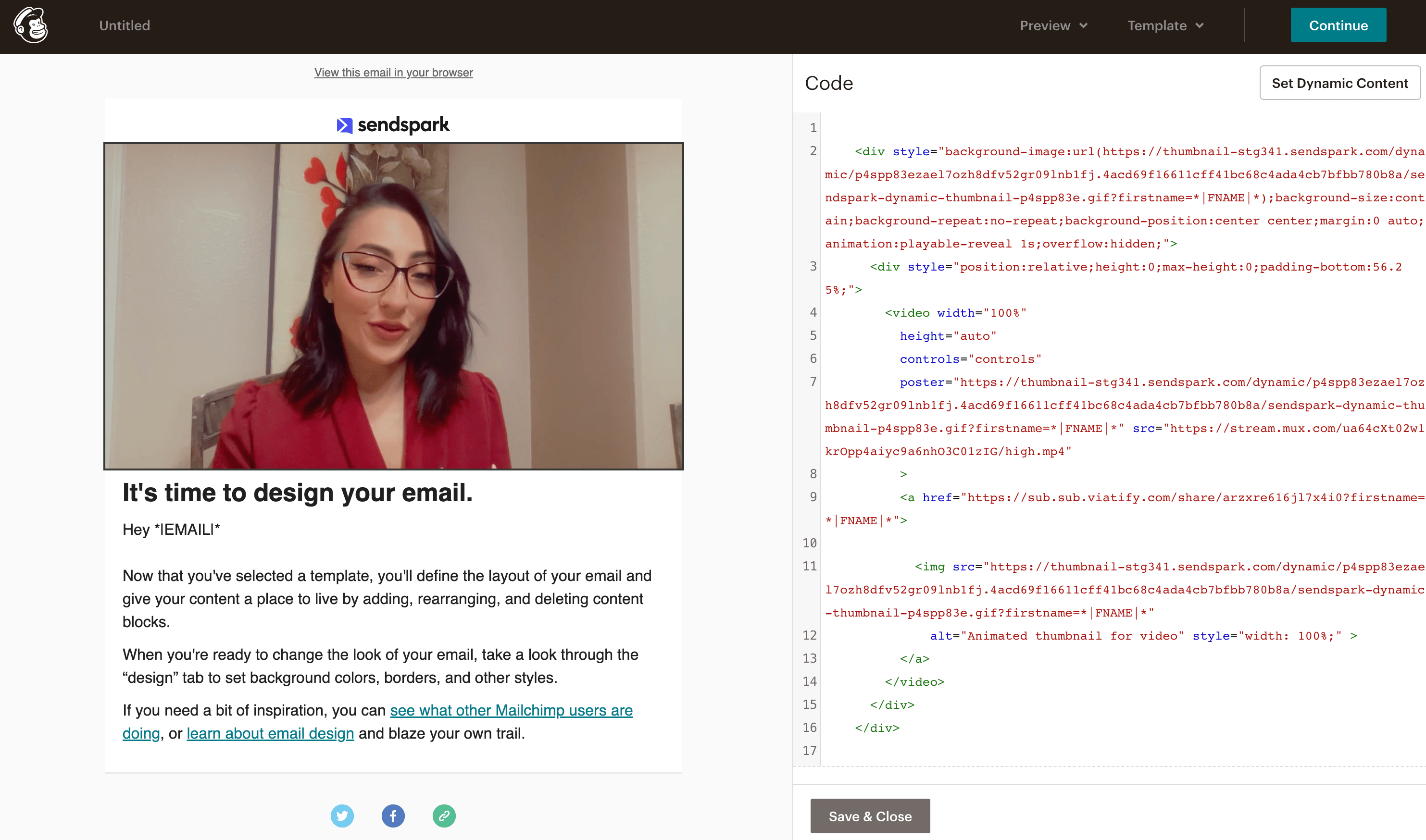 Preview video email in Mailchimp