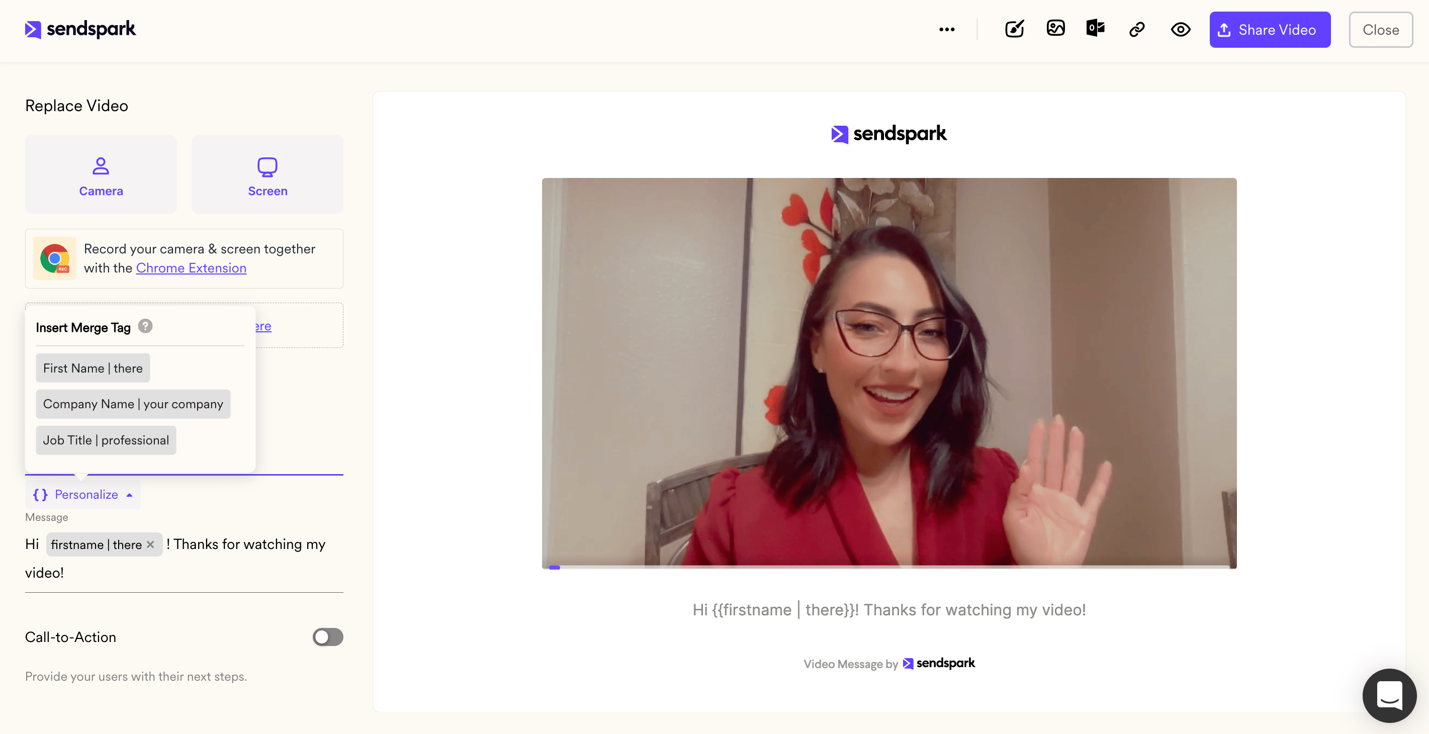 Personalize video in Sendspark