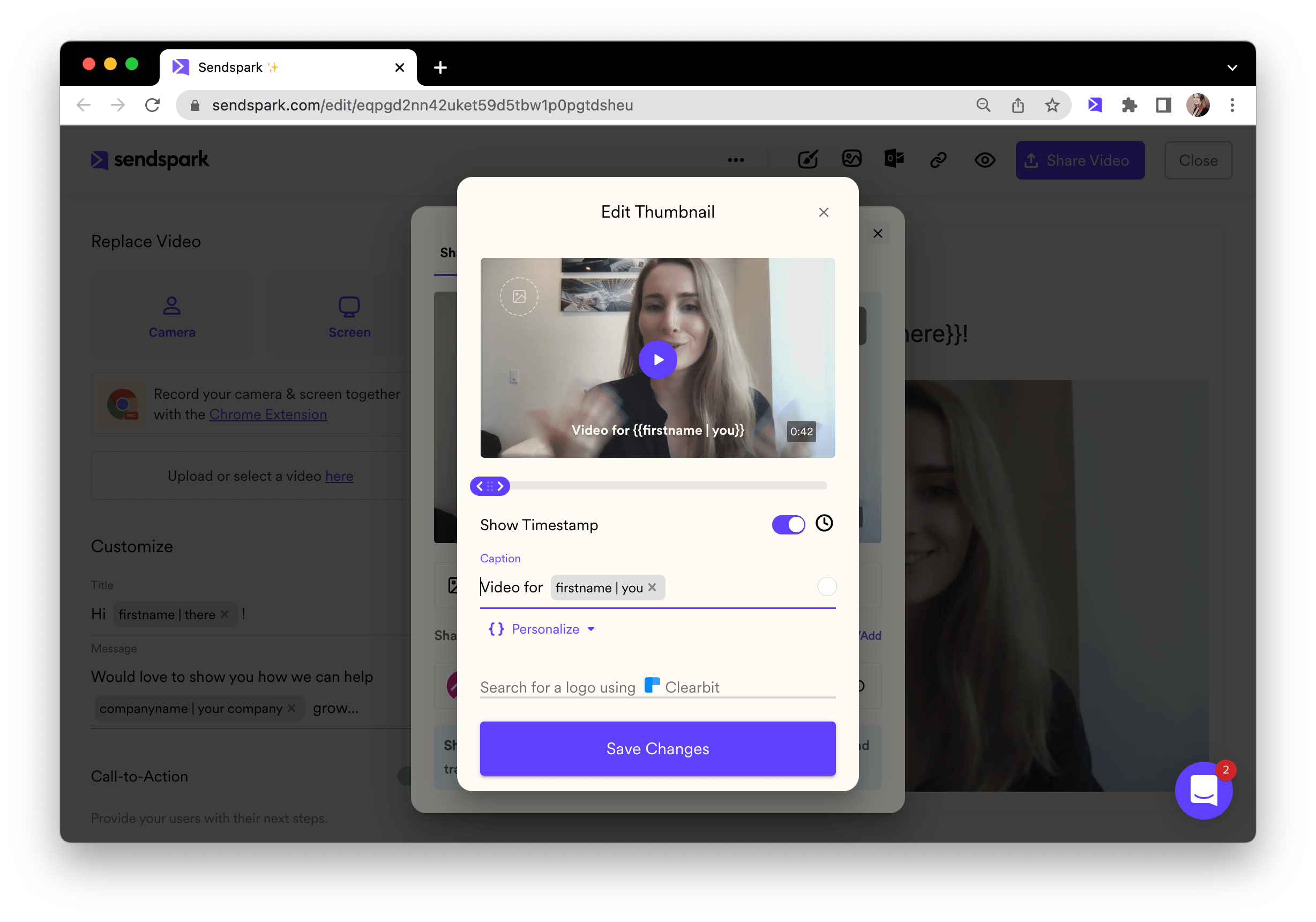 Edit Thumbnail page