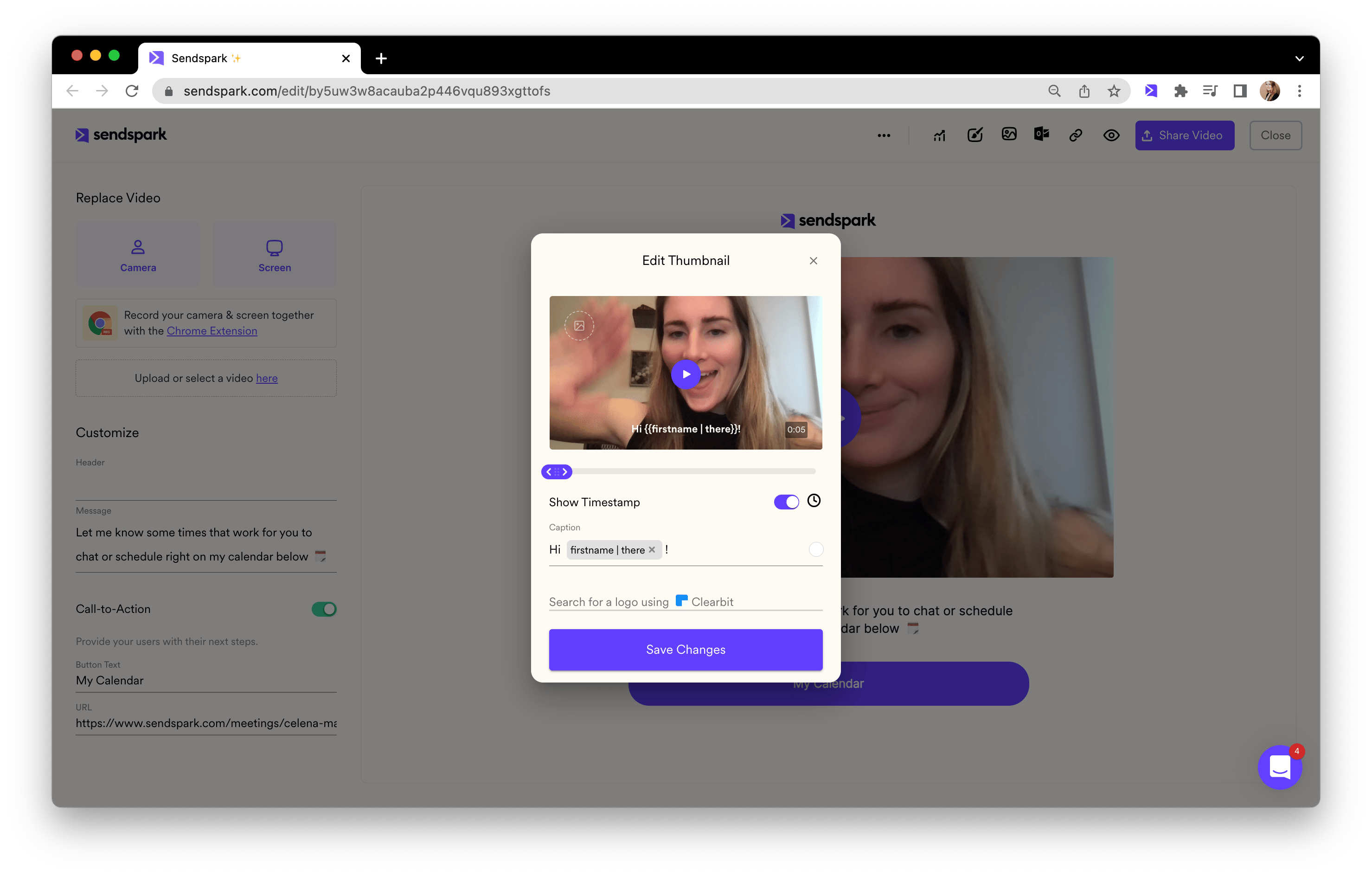 Personalize video in Sendspark