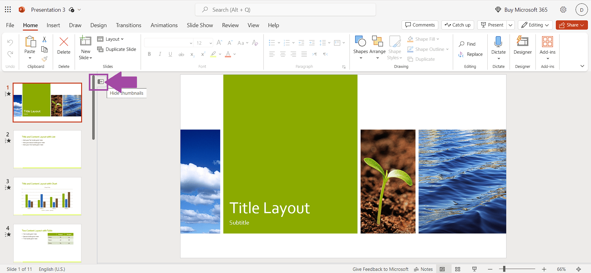 PowerPoint - Hide Thumbnail