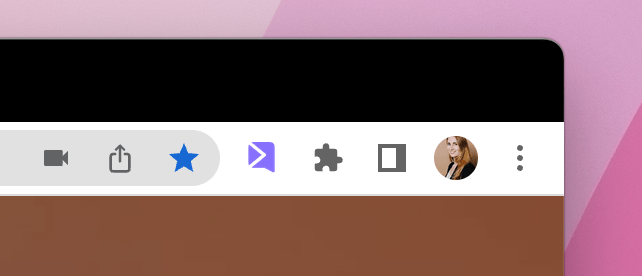 Chrome browser toolbar with purple Sendspark extension icon highlighted