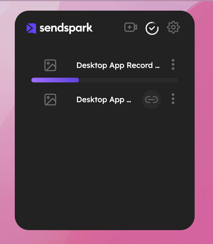 Sendspark home screen displaying library of previously recorded videos for access