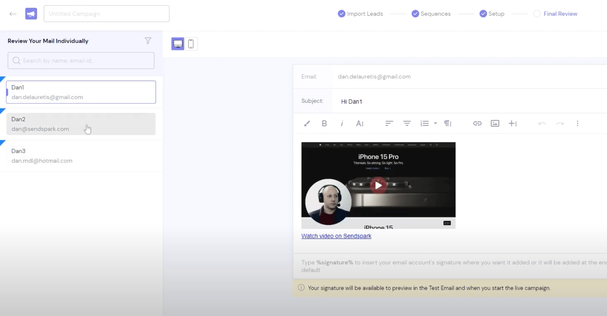 test dynamic videos in Smartlead