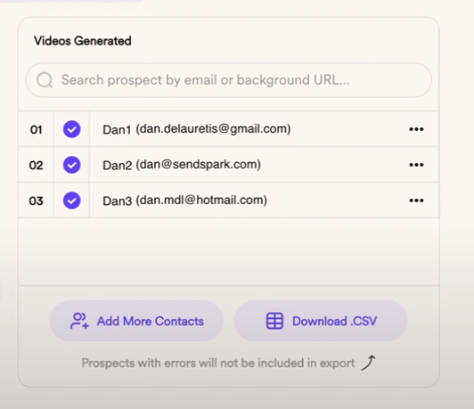 Download CSV modal