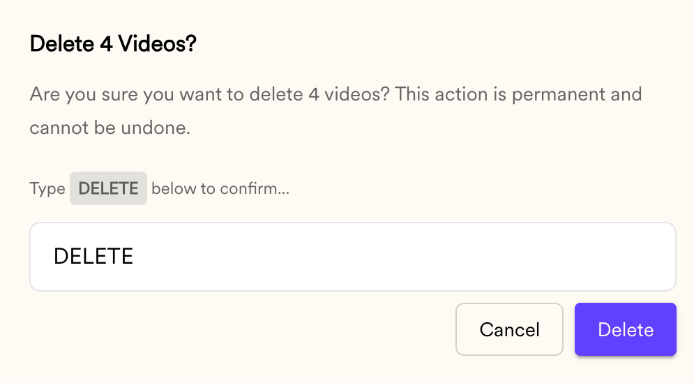Delete modal