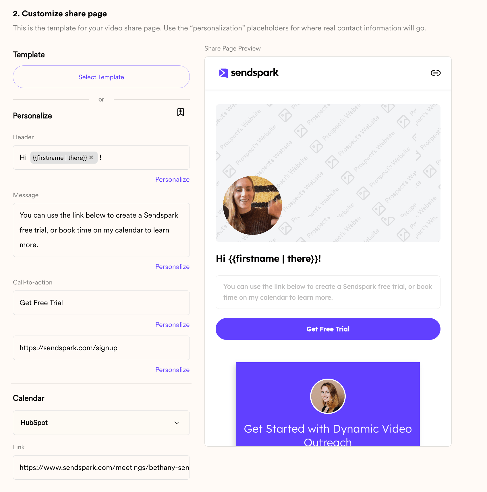 Customize AI Video Share Page
