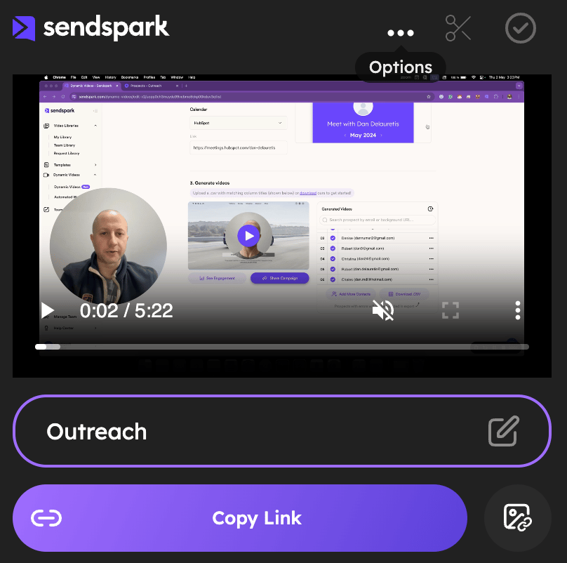 Video thumbnail with three dots options menu displayed for selection