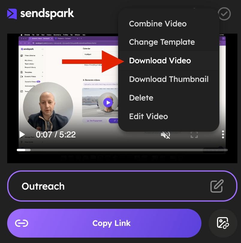 Download option visible in the video options menu dropdown