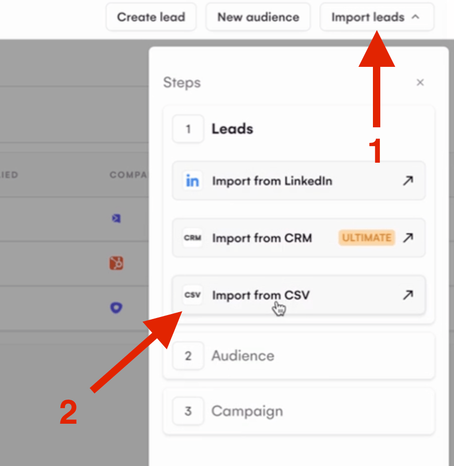 LGM audience import dialog with contact data fields displayed