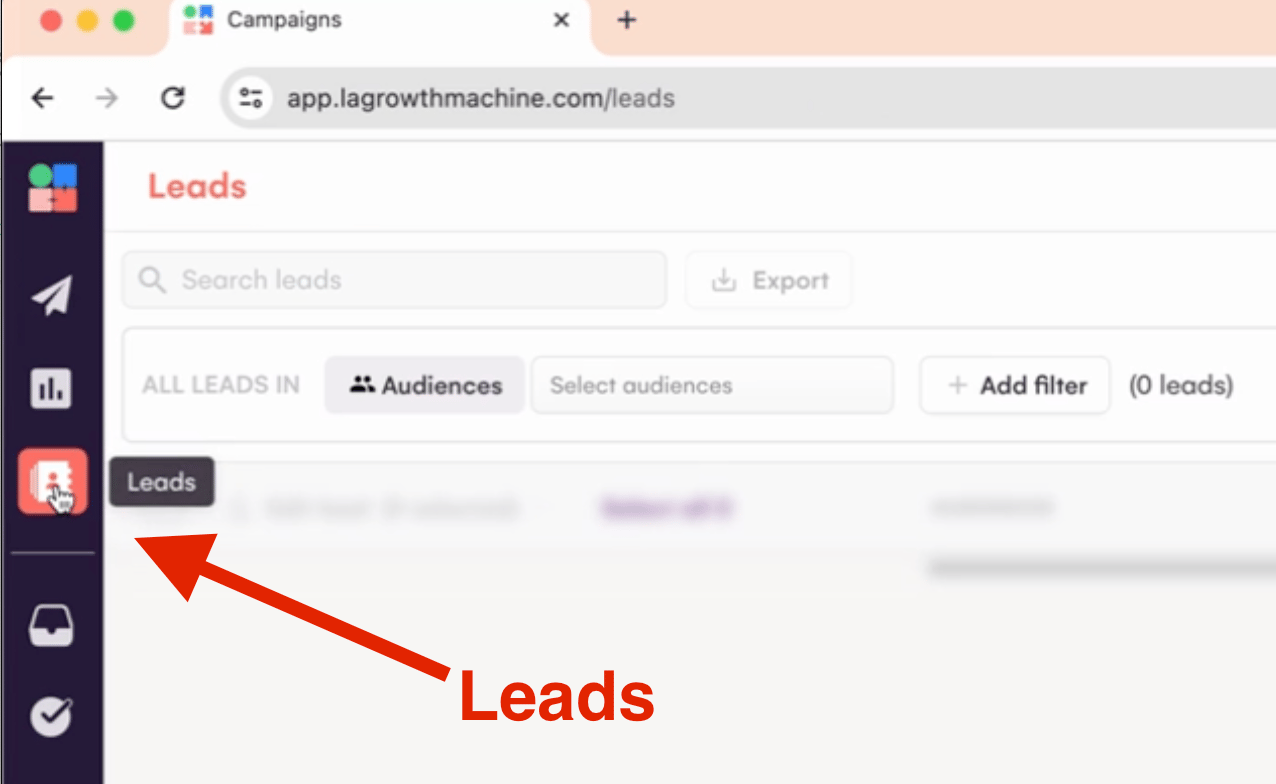 La Growth Machine platform showing audience creation with imported CSV file