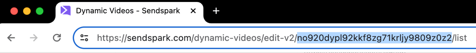 Sendspark dynamic video campaign URL showing dynamicId parameter location