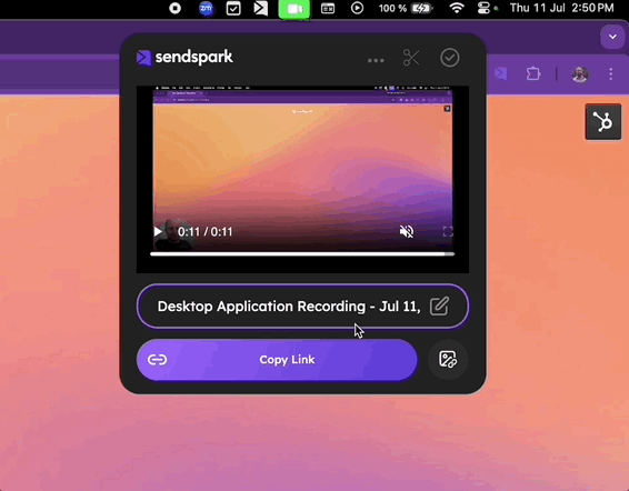 Desktop app recording finish screen with name assignment option