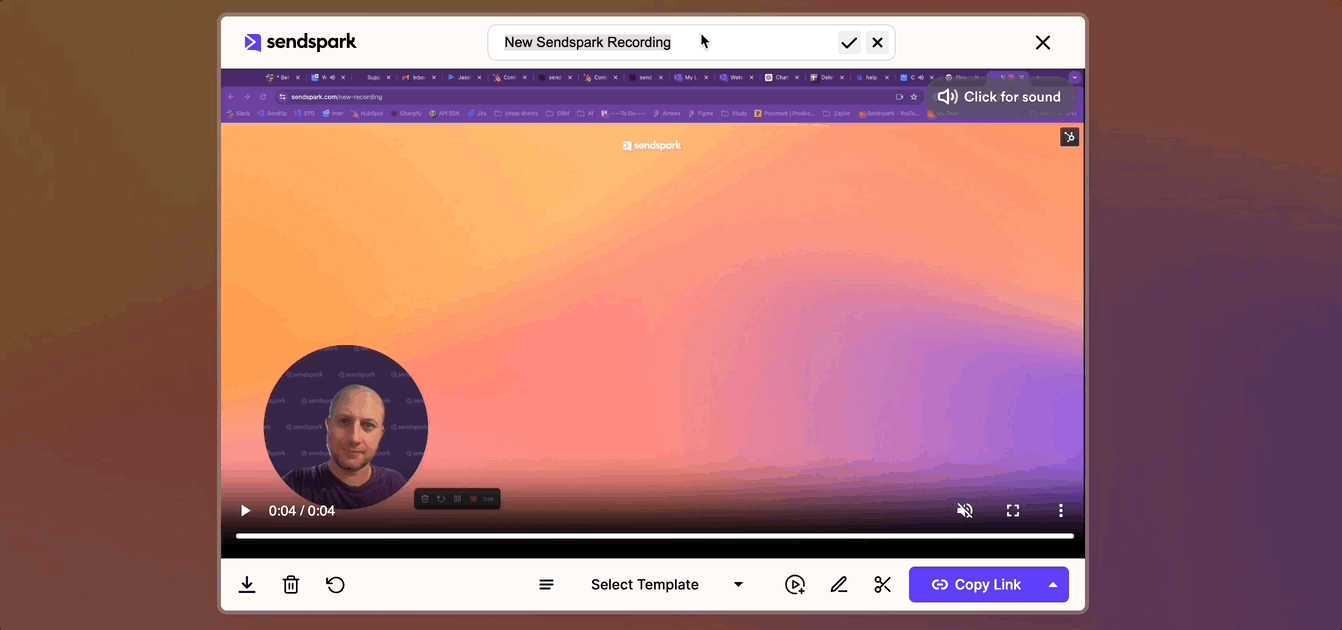 Chrome extension recording completion dialog with video name input field