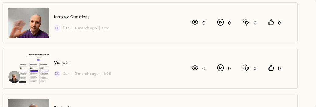 Video thumbnail with three dots menu button visible on hover