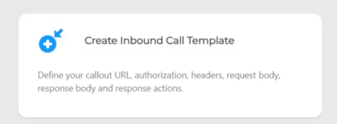 Declarative Webhooks interface showing Create Inbound Call Template option