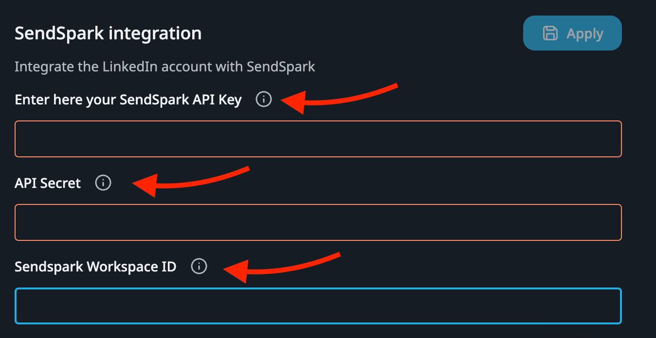 Sendspark Integration section in Expandi