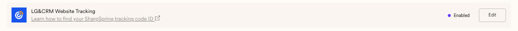 LG&CRM Website Tracking row now showing Enabled status and an Edit button