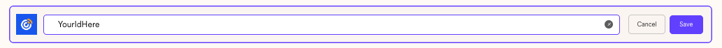 Tracking ID input field with Cancel and Save buttons