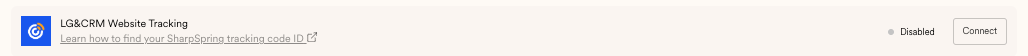 LG&CRM Website Tracking row showing Disabled status and a Connect button