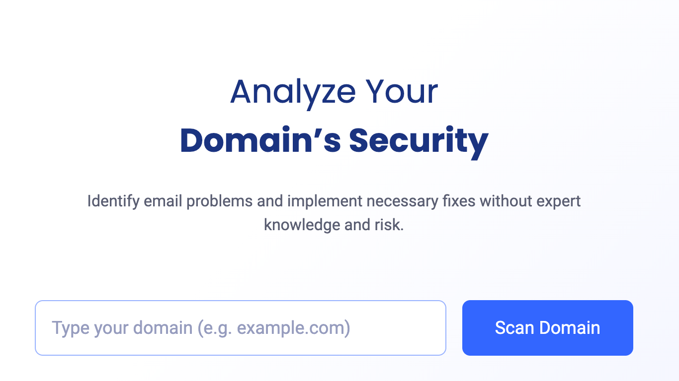 EasyDMARC Analyze Your Domain Security page with Scan Domain button