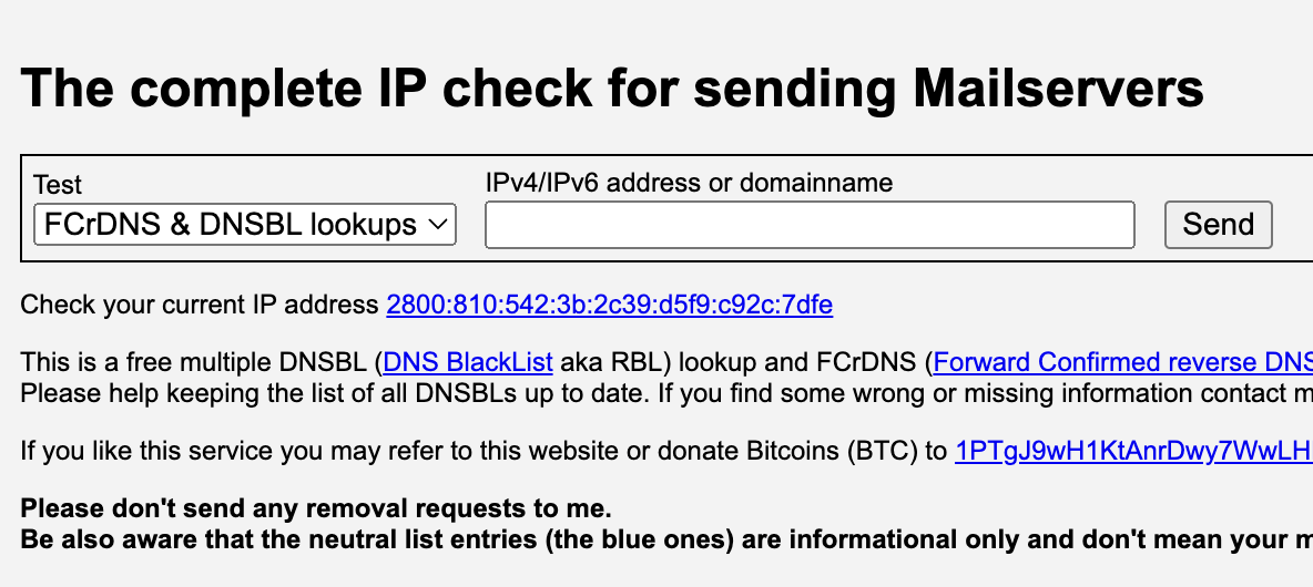 MultiRBL complete IP check for sending mailservers with FCrDNS and DNSBL lookup
