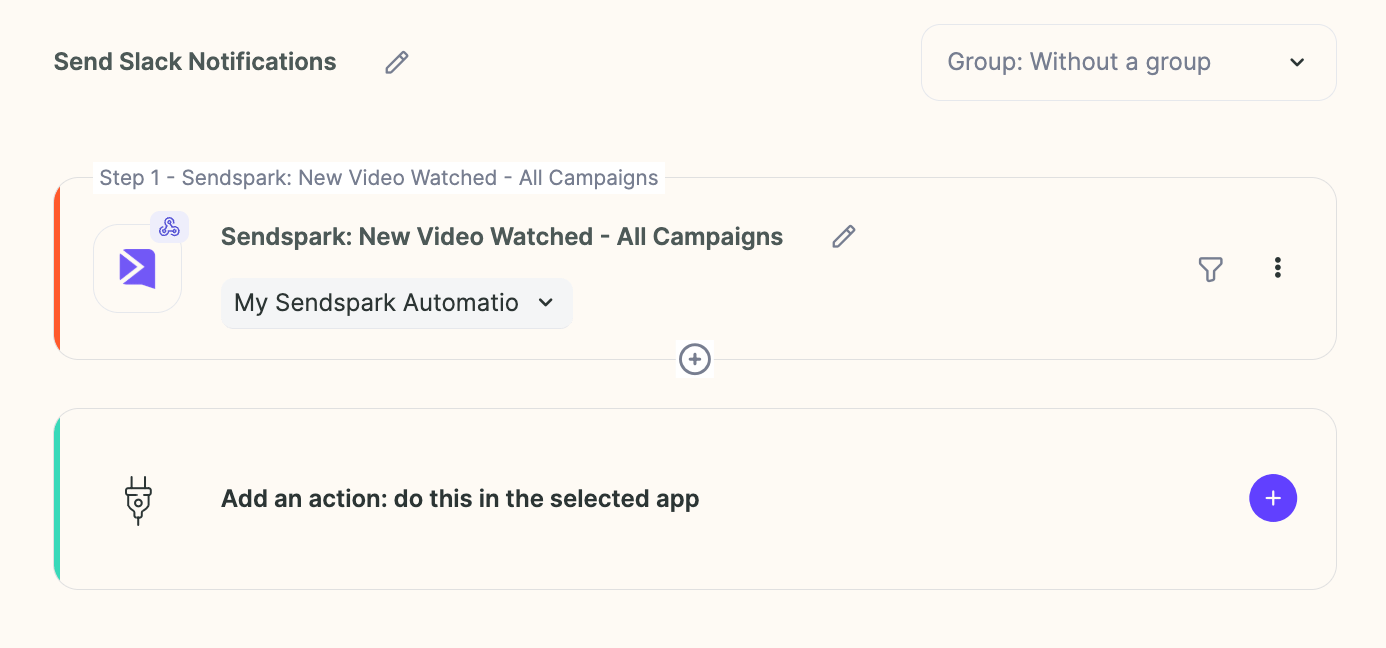 Automation with video watched trigger and add action step
