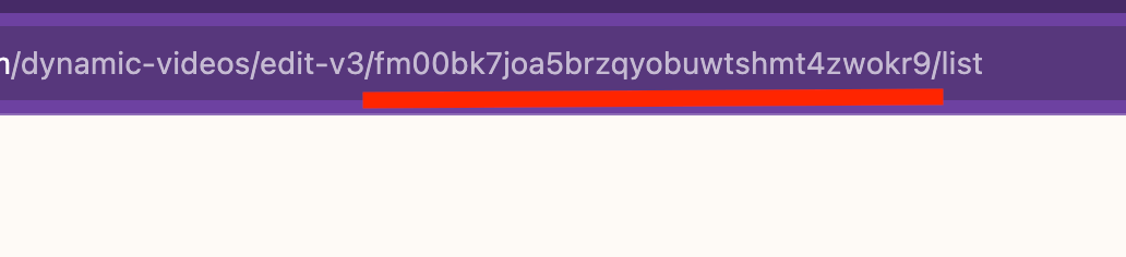 Close-up of browser URL with the dynamic video campaign ID underlined