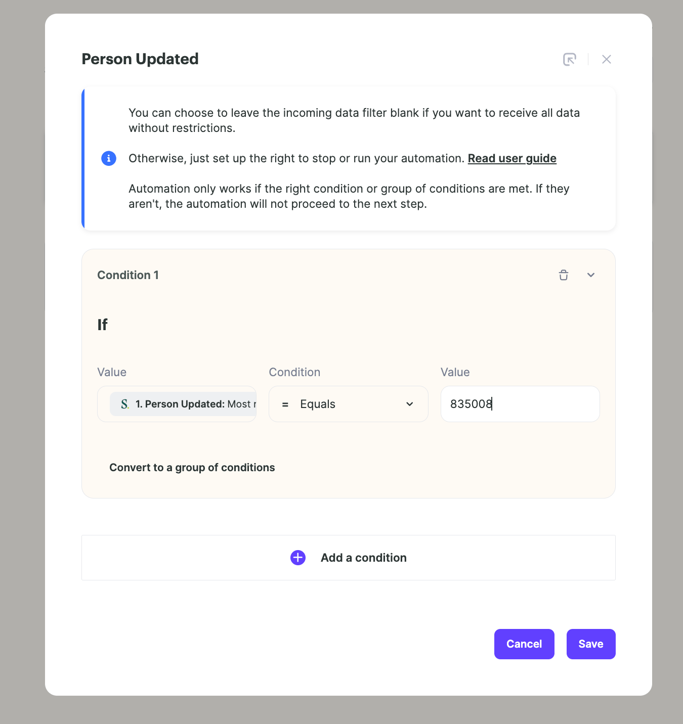 Sendspark workflow field showing cadence ID input for automation trigger