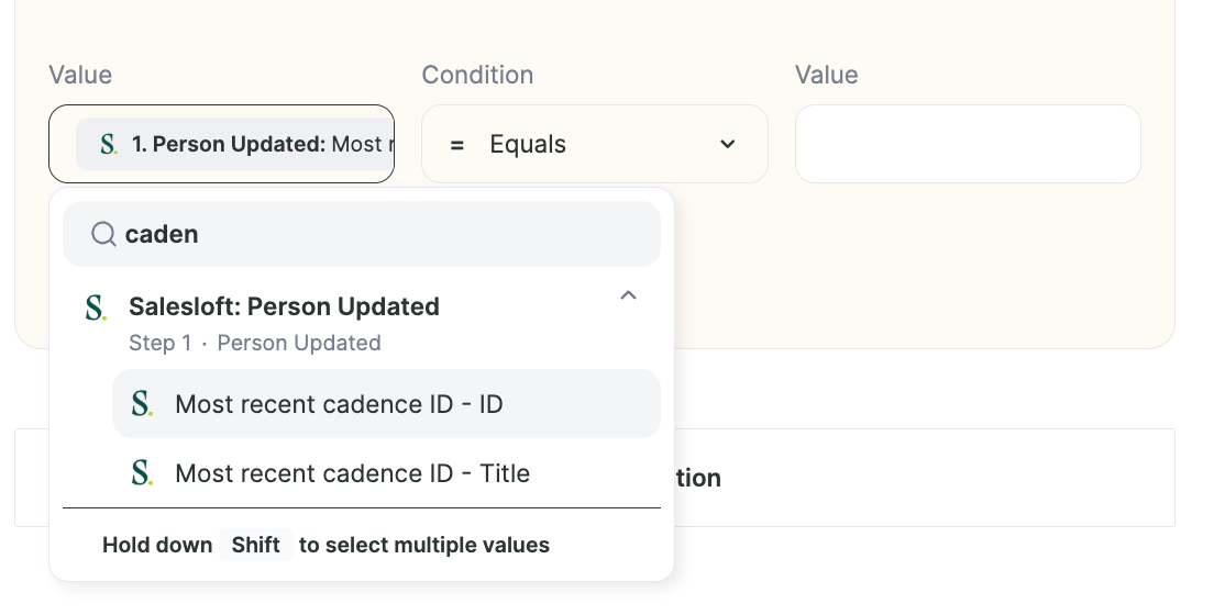 Sendspark workflow filter settings for Most Recent Cadence selection