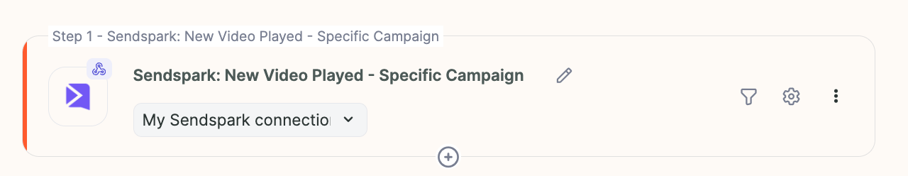 Sendspark automation trigger settings with Video Played campaign selection option