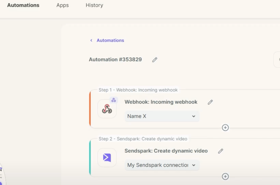 Sendspark template editor displaying personalized video placeholder with customer name field
