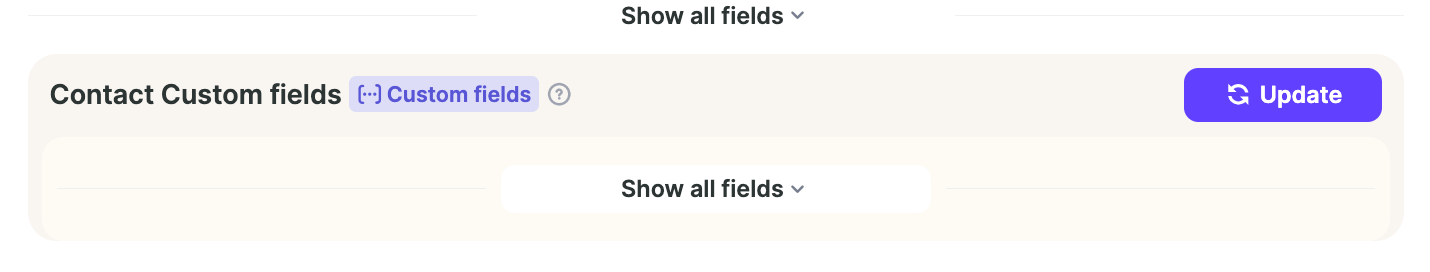 Sendspark field update button in contact field selection interface