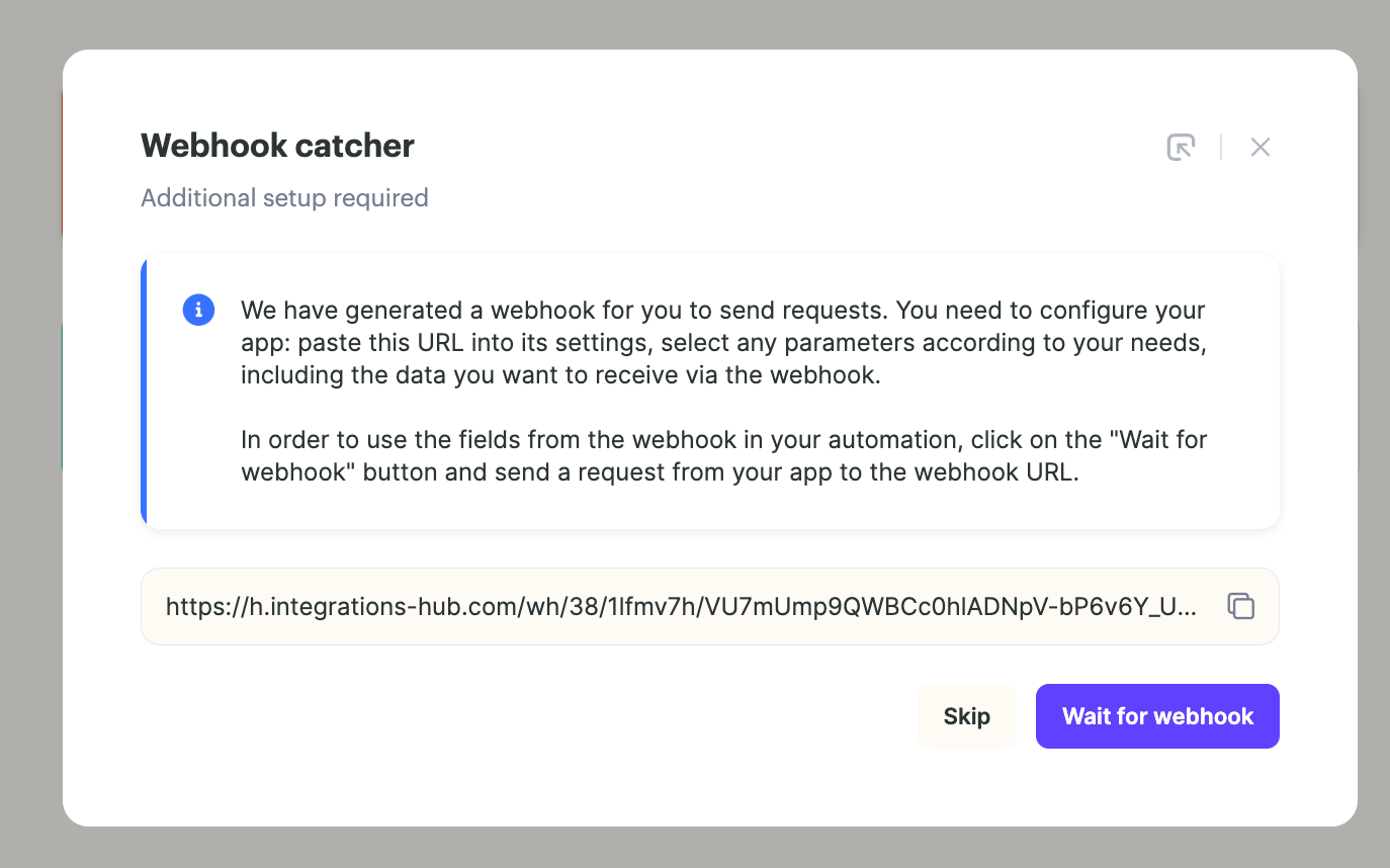 Sendspark Agentic Workflows interface showing webhook URL field and wait for webhook button