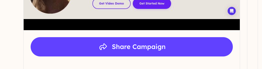 Sendspark Dynamic Video campaign page with Share Campaign button highlighted