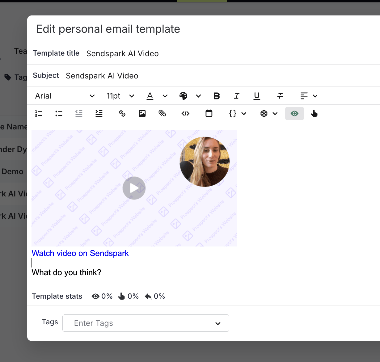 Sendspark Salesloft integration snippet copied to clipboard ready