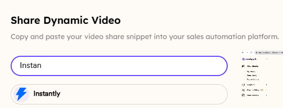 Share Campaign dialog with Instantly option in search results